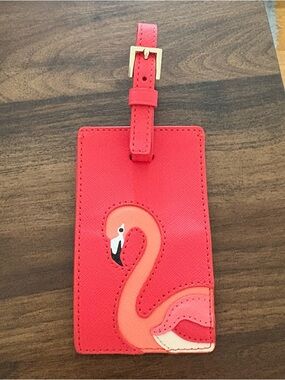 Kate Spade Coral Pink Flamingo Luggage Tag